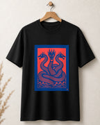 Tricou negru BUCLUC Balaur Ramă 3 Roșu, ilustrație grafică
