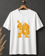 Tricou alb BUCLUC Cobzarul Mono, grafică inspirată din folclor românesc
