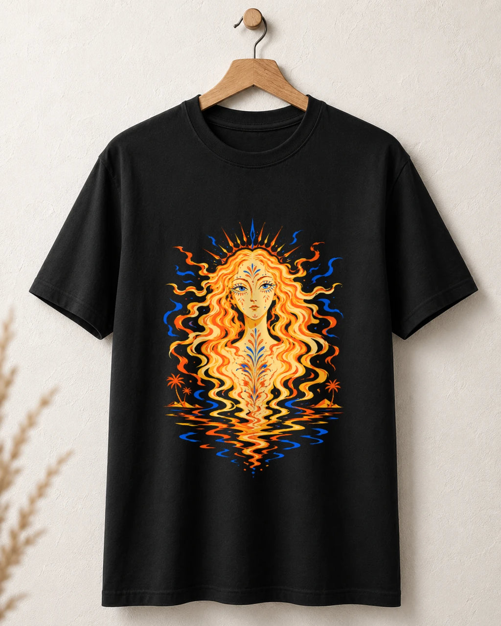Tricou negru BUCLUC Fata Morgana, grafică inspirată din folclor românesc