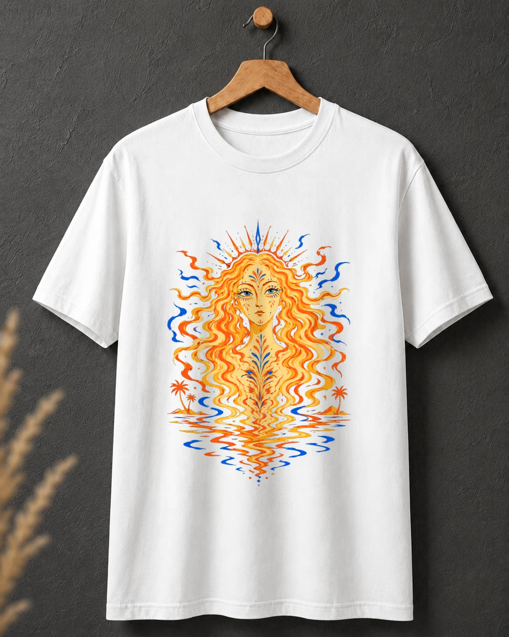 Tricou alb BUCLUC Fata Morgana, grafică inspirată din folclor românesc
