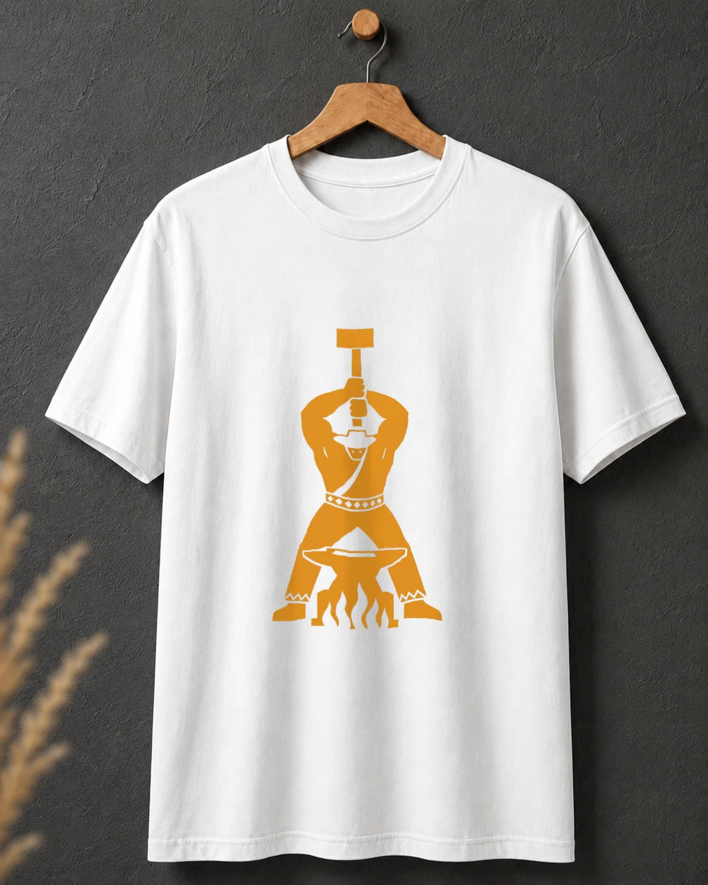 Tricou alb BUCLUC Fierarul, grafică inspirată din folclor românesc