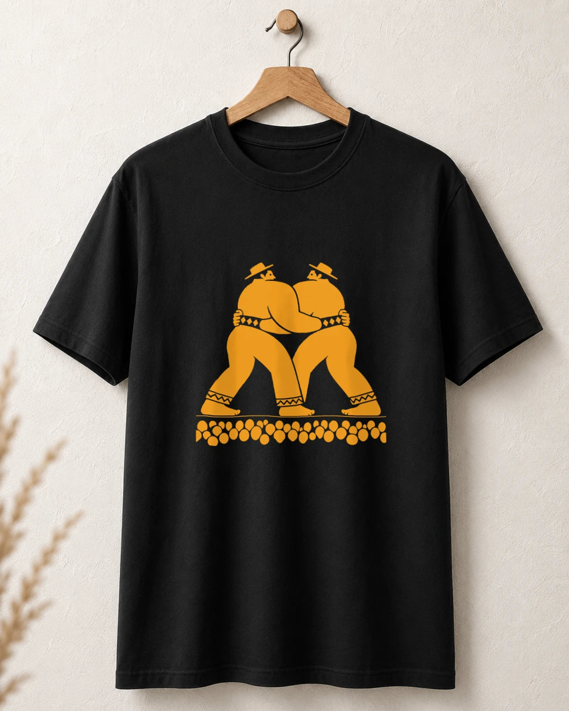 Tricou negru BUCLUC Luptătorii, grafică inspirată din folclor românesc