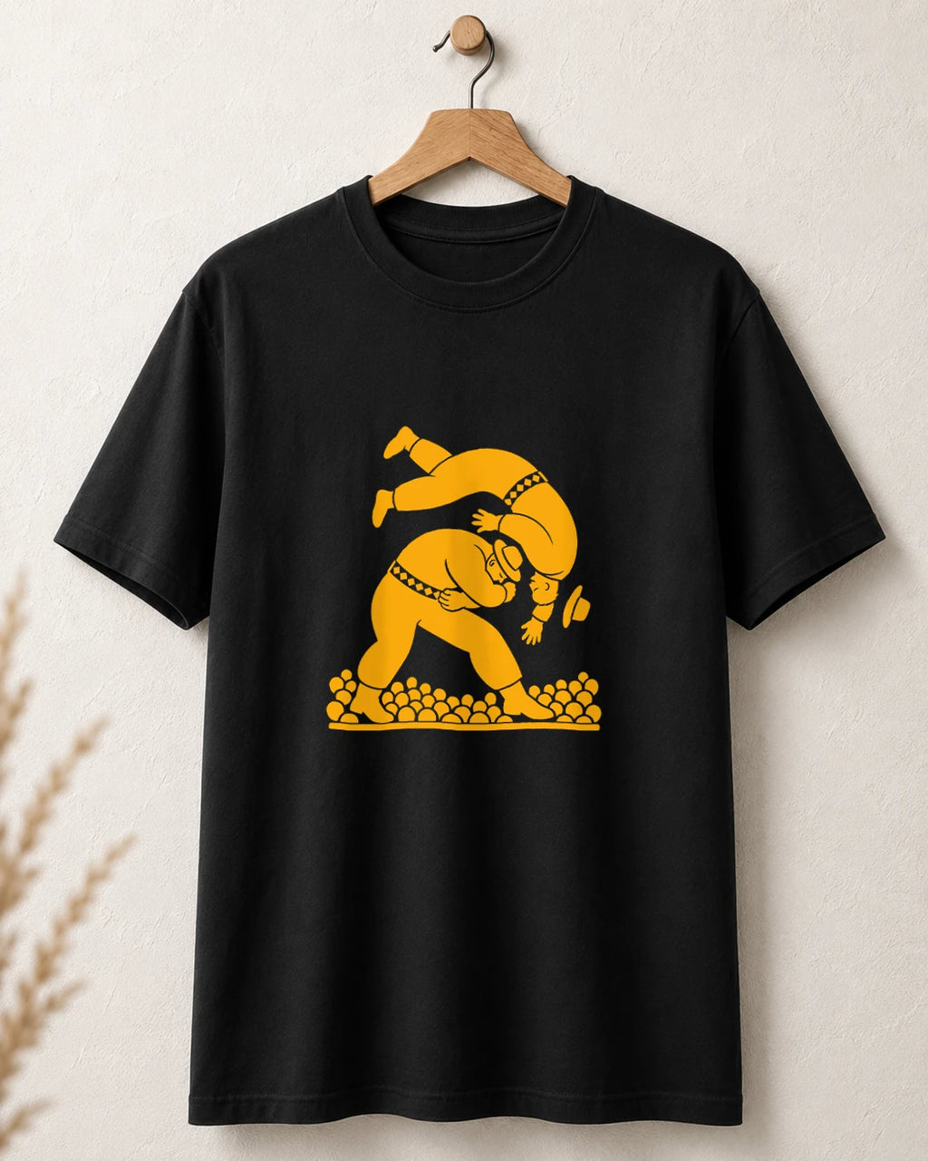 Tricou negru BUCLUC Trântă, grafică inspirată din folclor românesc