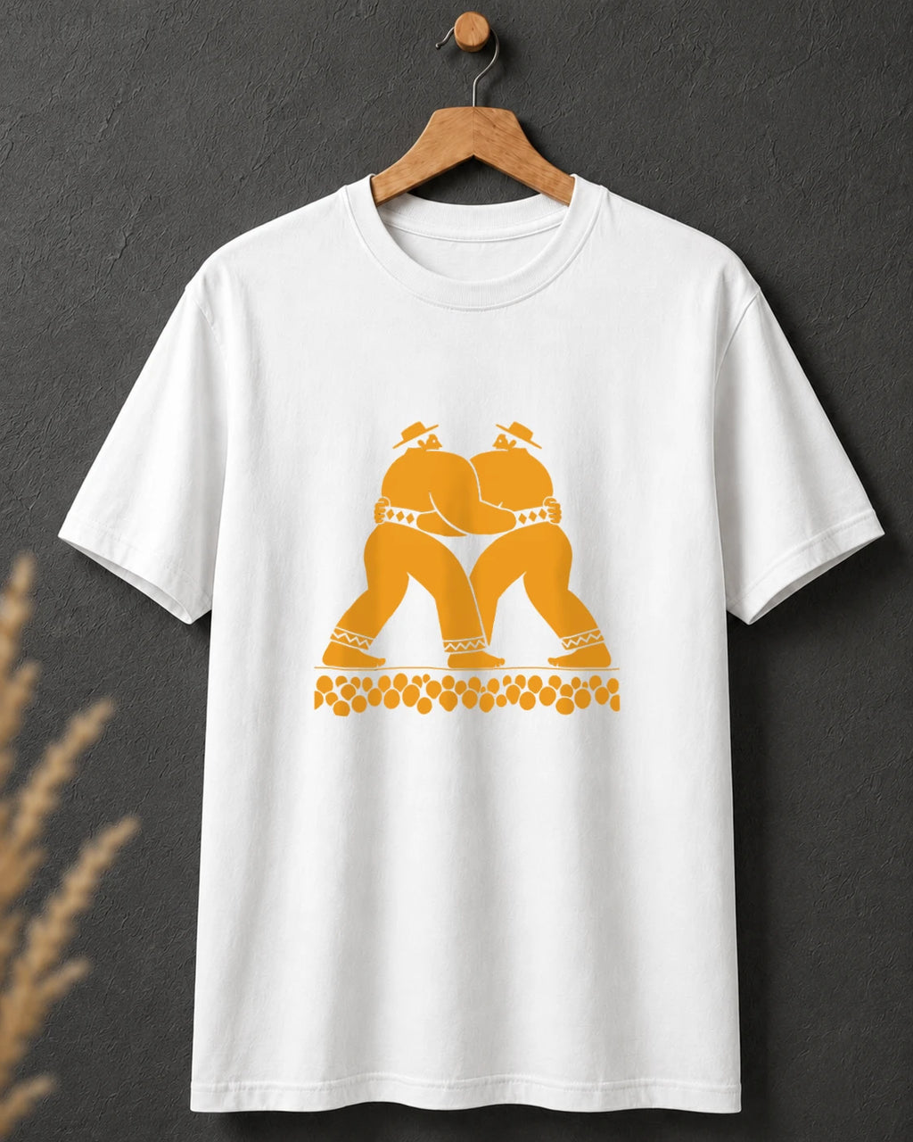 Tricou alb BUCLUC Luptătorii, grafică inspirată din folclor românesc
