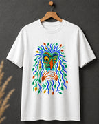 Tricou alb BUCLUC Muma Pădurii, grafică inspirată din folclor românesc