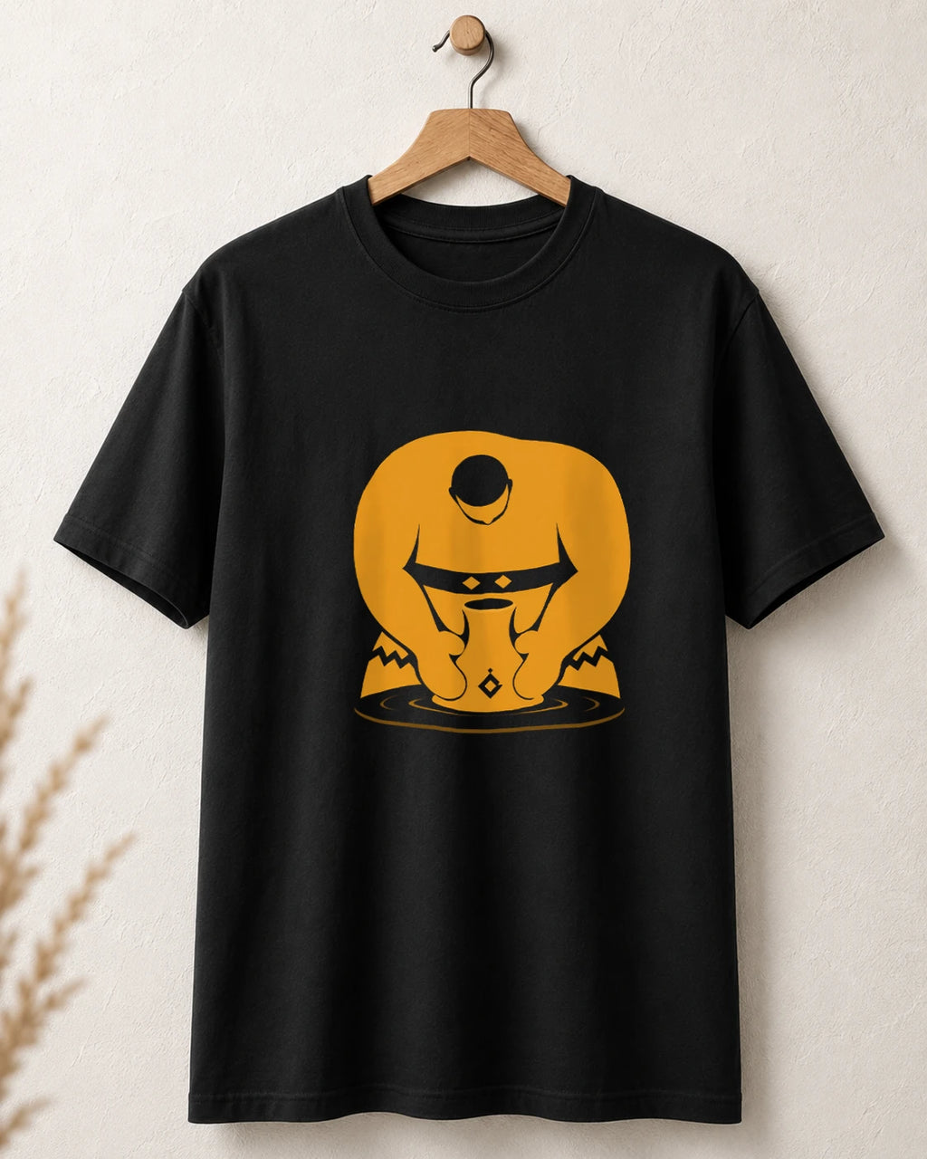 Tricou negru BUCLUC Olarul, grafică inspirată din folclor românesc