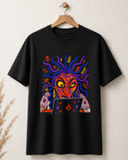 Tricou negru BUCLUC Vrăjitoarea, grafică inspirată din folclor românesc