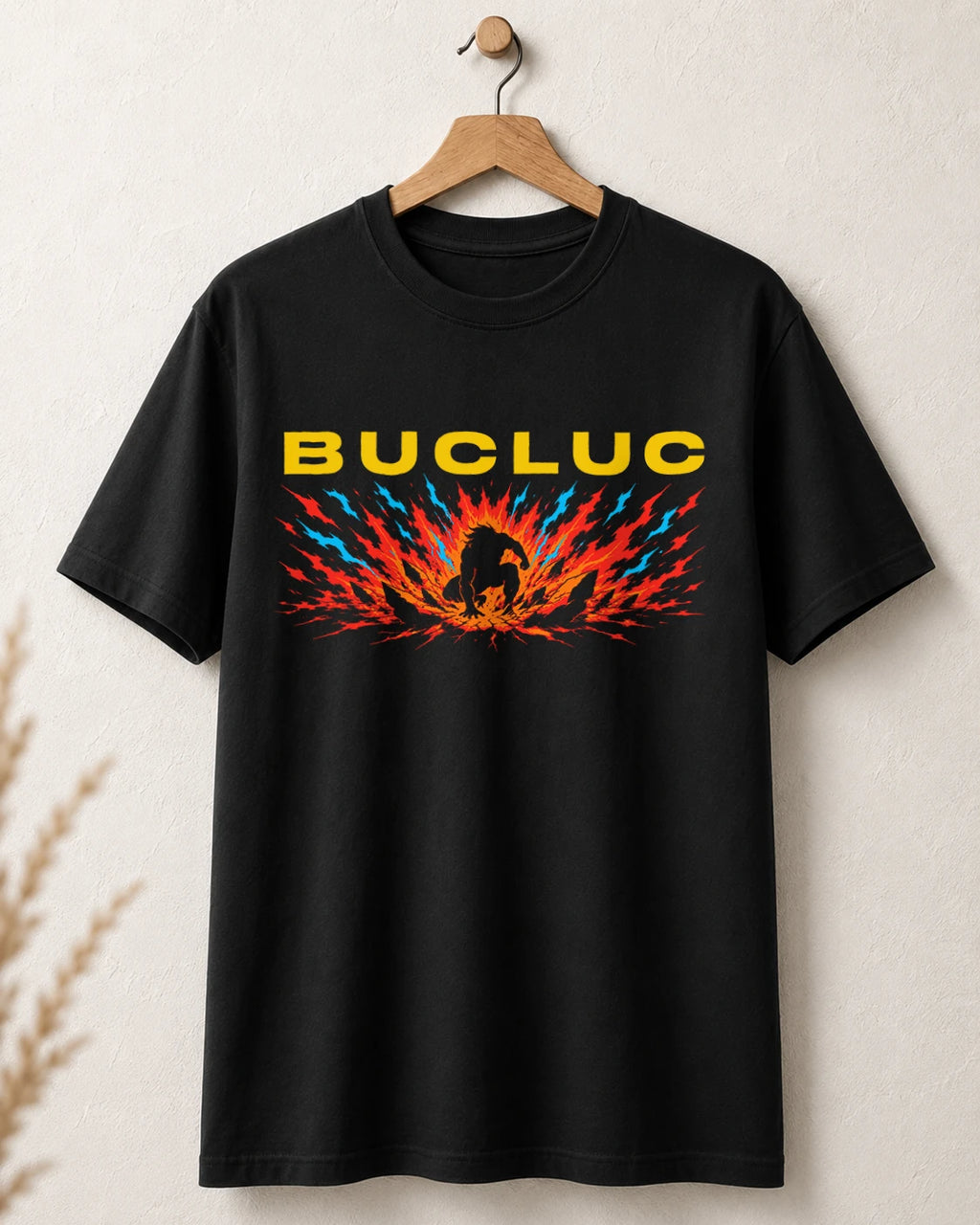 Tricou negru BUCLUC Zburătorul BUCLUC, ilustrație grafică